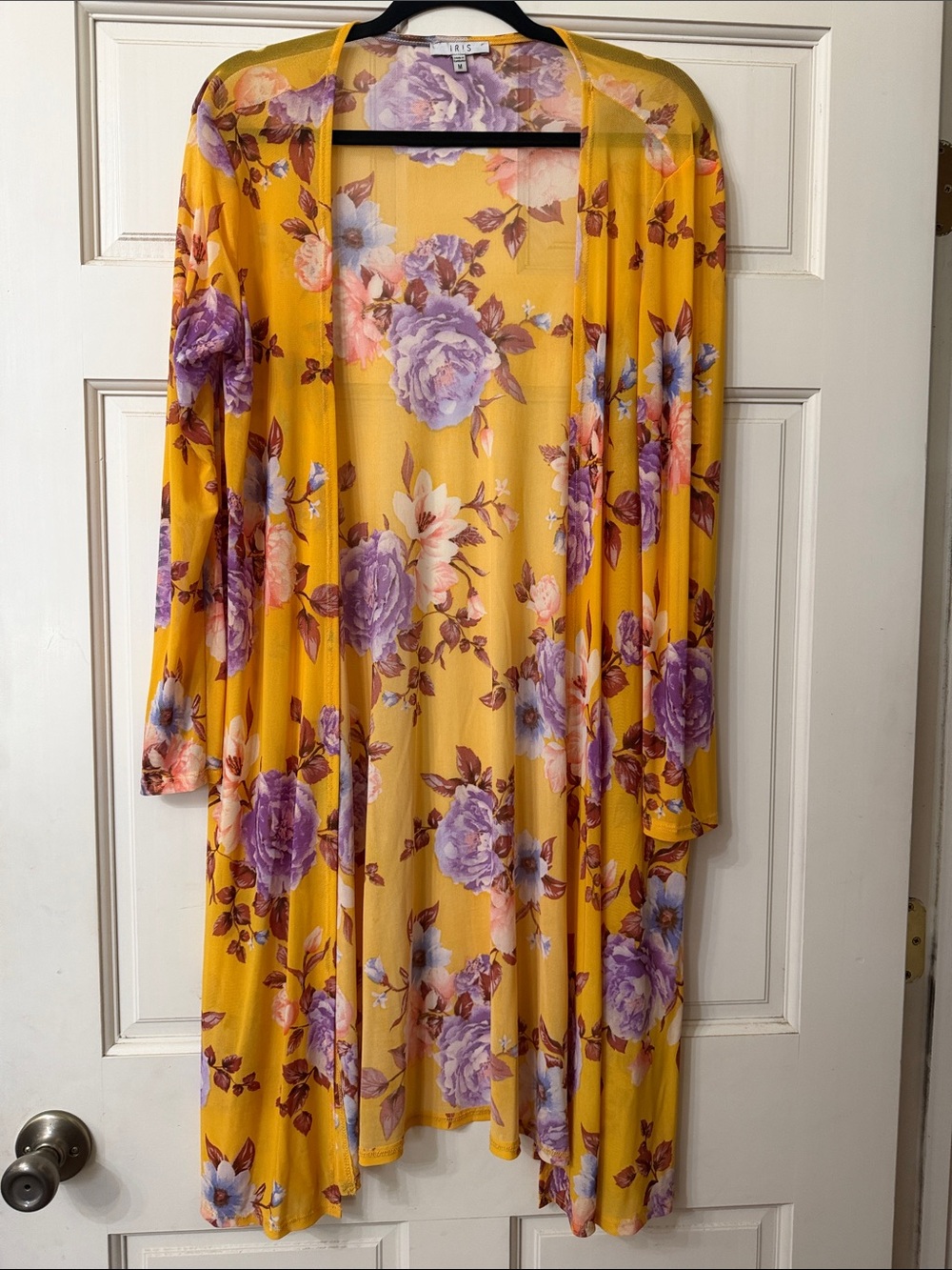 iris Yellow Maxi Dress with Purple Floral Print